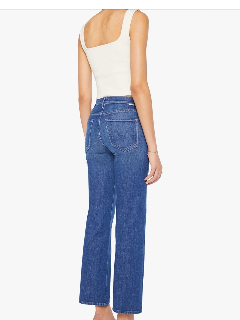 MOTHER Straight Leg Jeans in Medium Blue